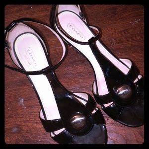 Coach black patent heels